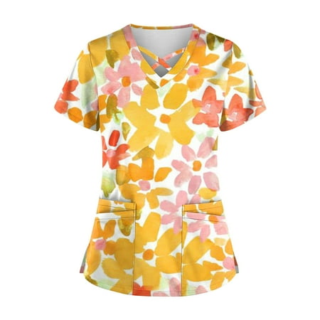 Hanas Women s Top Fashion Summer Plus Size Cute Printed Scrub Working Uniform Tops For Women Cross V-Neck Short Sleeve Fun T-Shirts Workwear Tee With Pockets Yellow/XL
Hanas Women s Top Fashion Summer Plus Size Cute Printed Scrub Working Uniform Tops For Women Cross V-Neck Short Sleeve Fun T-Shirts Workwear Tee With Pockets Yellow/XL