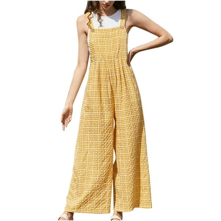 Women Summer Casual Cotton Linen Sling Sleeveless Plaid Pocket Jumpsuit Lady Comfortable Rompers Overalls Female Romper Playsuit
Women Summer Casual Cotton Linen Sling Sleeveless Plaid Pocket Jumpsuit Lady Comfortable Rompers Overalls Female Romper Playsuit