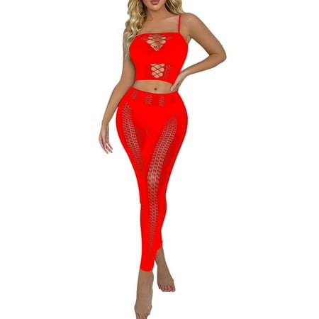 AIYUQ.U Women Transparent Bodystockings Underwear Pajama Set