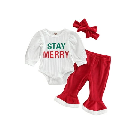 Bagilaanoe 3Pcs Newborn Baby Girl Christmas Outfits Letter/ Santa Hat Print Long Sleeve Romper Tops + Flared Trousers + Headband 3M 6M 12M 18M Infant Fall Long Pants Set
Bagilaanoe 3Pcs Newborn Baby Girl Christmas Outfits Letter/ Santa Hat Print Long Sleeve Romper Tops + Flared Trousers + Headband 3M 6M 12M 18M Infant Fall Long Pants Set