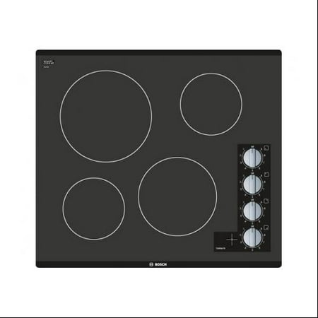 NEM5466UC 500 Series 24 Frameless Electric Cooktop with 4 Burners Infinite Temperature Controls Powerful 2200W Burner 2-Level Heat Indicator and Glass Seamless Design in Black