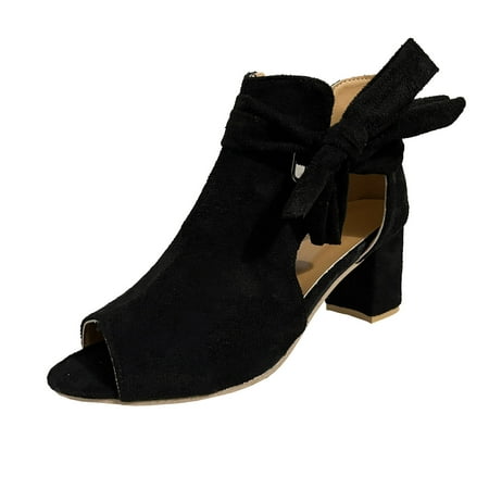Hvyesh Open Toe Women Platform High Heel Shoes Bows Strappy Sandals