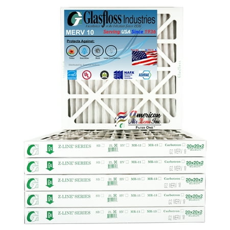 Glasfloss Air Filter 20x20x2 - 2 MERV 10 - (Pack of 6) - Pleated AC or HVAC Air Filter - Furnace Air Filter - Home or Office - Made In The USA.
Glasfloss Air Filter 20x20x2 - 2 MERV 10 - (Pack of 6) - Pleated AC or HVAC Air Filter - Furnace Air Filter - Home or Office - Made In The USA.