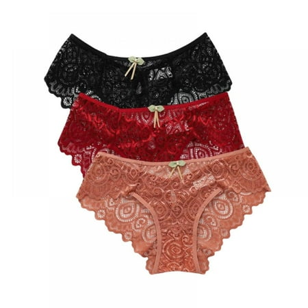 WBQ 3 Pack Lace Underwear For Women Mid Rise Briefs Plus Size Panties 
WBQ 3 Pack Lace Underwear For Women Mid Rise Briefs Plus Size Panties