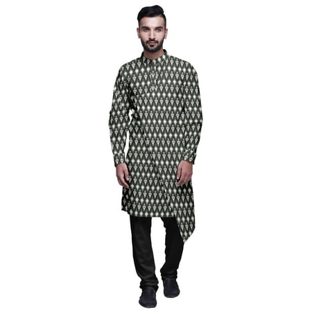 Atasi Designer Kurta Pajama For Men Printed Angrakha Kurta Set Summer Clothing