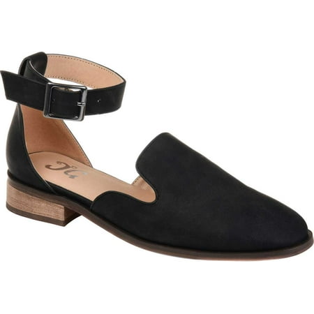 

Women s Journee Collection Loreta Ankle Strap Flat Black Faux Leather 12 M