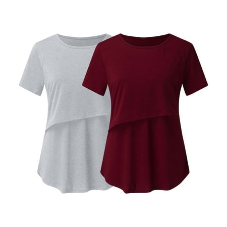 Awdenio Pregnant Womens Nursing Solid Color Round Neck Short Sleeve Breastfeeding Blouse on Clearance
Awdenio Pregnant Womens Nursing Solid Color Round Neck Short Sleeve Breastfeeding Blouse on Clearance