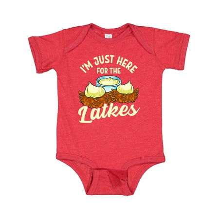 Inktastic Hanukkah Funny Here for Latkes Gift Baby Boy or Baby Girl Bodysuit
