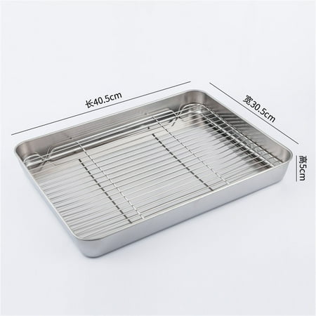 Stainless Steel Baking Pan Baking Tray with Cooling Rack for Kitchen BBQ Cake- Kitchen Dining & Bar
Stainless Steel Baking Pan Baking Tray with Cooling Rack for Kitchen BBQ Cake- Kitchen Dining & Bar