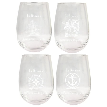 La Romana Dominican Republic Souvenir 9 Ounce Laser Engraved Stemless Wine Glass Nautical Designs 4-Pack
La Romana Dominican Republic Souvenir 9 Ounce Laser Engraved Stemless Wine Glass Nautical Designs 4-Pack