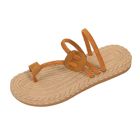 Suede Slippers for Women Ladies Fashion Suede Woven Bottom Slippers Set Toe Flat Beach Sandals Women sandals Flock Brown
Suede Slippers for Women Ladies Fashion Suede Woven Bottom Slippers Set Toe Flat Beach Sandals Women sandals Flock Brown