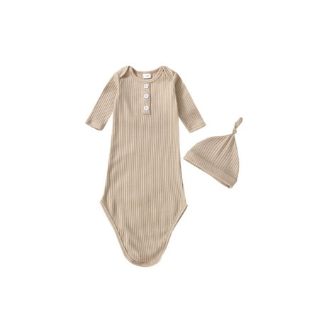 Newborn Infant Baby Girl Boy Sleeper Gown Long Sleeve Striped Nightgown Romper Sleeping Bag with Hat 0-3 Months
Newborn Infant Baby Girl Boy Sleeper Gown Long Sleeve Striped Nightgown Romper Sleeping Bag with Hat 0-3 Months