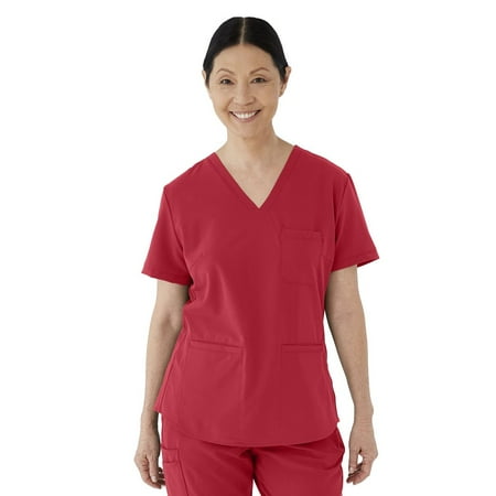 ave. Lex Women s Three Pocket V-Neck Tunic Scrub Top in Red XXS