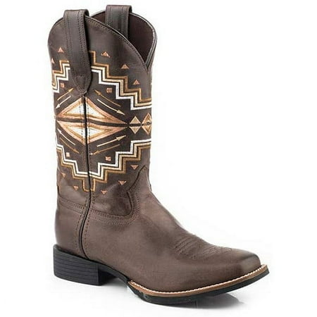 Women s Roper Monterey Aztec Leather Boots Handcrafted Brown
