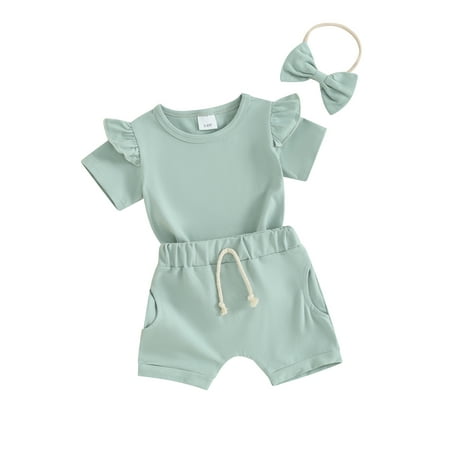 Co.MMehjri Toddler Girls Summer Shorts Sets 3M 6M 9M 12M 18M 2T 3T Infant Short Sleeve Ruffle Tops Solid Color Shorts Headband Sets
Co.MMehjri Toddler Girls Summer Shorts Sets 3M 6M 9M 12M 18M 2T 3T Infant Short Sleeve Ruffle Tops Solid Color Shorts Headband Sets