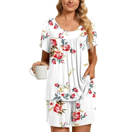 2PC Women s Round Neck Shorts Sleeve Two-piece Comfortable Home Pajamas Set Sports Set
2PC Women s Round Neck Shorts Sleeve Two-piece Comfortable Home Pajamas Set Sports Set