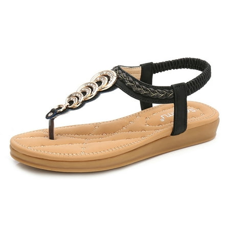 Binmer Women Crystal Casual Flat Elastic Band Bohemian Beach Shoes Sandals 
Binmer Women Crystal Casual Flat Elastic Band Bohemian Beach Shoes Sandals