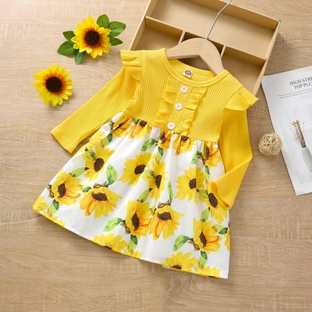 Autumn Children s Girl s Clothing Toddler Baby Long Sleeve Flowers Sunflower Dress Clothes 
Autumn Children s Girl s Clothing Toddler Baby Long Sleeve Flowers Sunflower Dress Clothes