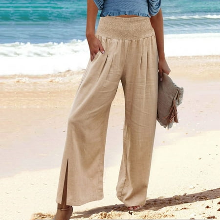 NEGJ High Waist Wide Leg Palazzo Lounge Prints Pants For Women Smocked Elastic Waist Loose Comfy SplitCasual Pajama Pants Pockets
NEGJ High Waist Wide Leg Palazzo Lounge Prints Pants For Women Smocked Elastic Waist Loose Comfy SplitCasual Pajama Pants Pockets