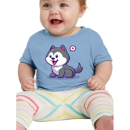 Cute Husky Dog Cartoon T-Shirt Infant -Image by Shutterstock 12 Months