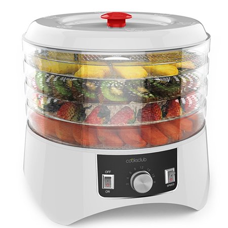 Cooks Club White Food Dehydrator with Adjustable Timer and Heat Settings Includes 4 Trays!