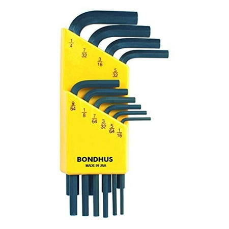 bondhus 12238 set 10 hex l-wrenches 1/16-1/4 - short