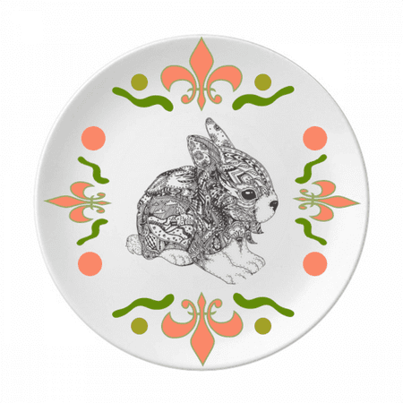 Paint Rabbits Friend Company Flower Ceramics Plate Tableware Dinner Dish