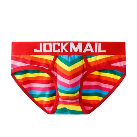 Juebong Underwear for Men Clearance Under $10.00 Men s Striped Briefs Rainbow Cotton Breathable Low Waist Men s Fashion Shorts Red L 
Juebong Underwear for Men Clearance Under $10.00 Men s Striped Briefs Rainbow Cotton Breathable Low Waist Men s Fashion Shorts Red L