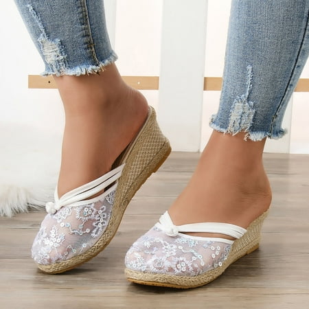 Cathalem Women Buckle Slippers Platform Wedge Slippers Versatile Sequin Mesh Breathable Wedge Slippers Women Slippers Size 8 White 8.5
Cathalem Women Buckle Slippers Platform Wedge Slippers Versatile Sequin Mesh Breathable Wedge Slippers Women Slippers Size 8 White 8.5