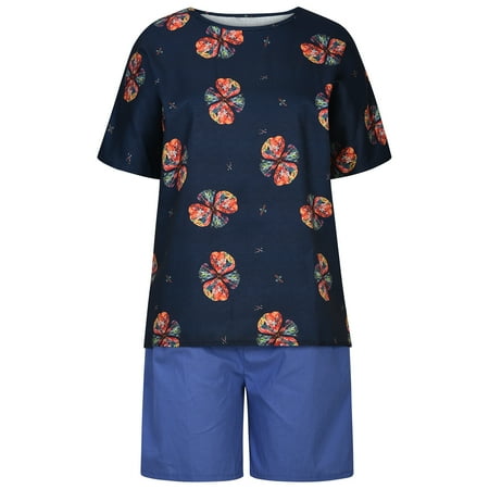 Womens Casual Summer Linen 2 Pieces Outfits Printing Short Sleeve Loose Tops with Pockets Shorts Sets Pajamas Loungewear
Womens Casual Summer Linen 2 Pieces Outfits Printing Short Sleeve Loose Tops with Pockets Shorts Sets Pajamas Loungewear