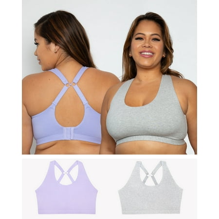 Cotton Comfort 2-Pack Bralette - Lavender Mist/Grey Heather