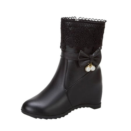 TAIAOJING Women s Boots Ladies Solid Color Side Zip Lace Pearl Bow Inner Boosting Middle Boots Fashion Shoes
TAIAOJING Women s Boots Ladies Solid Color Side Zip Lace Pearl Bow Inner Boosting Middle Boots Fashion Shoes