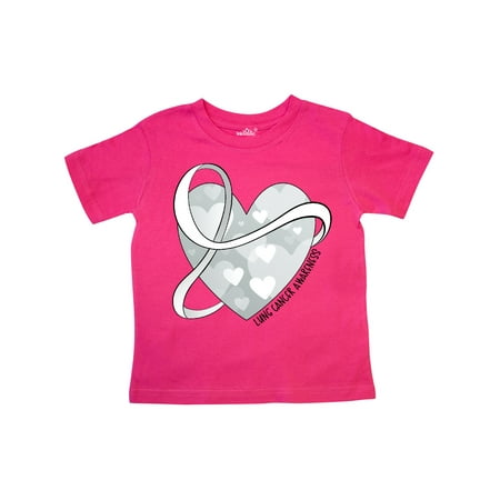 Inktastic Lung Cancer Awareness White Ribbon Around Heart Gift Toddler Boy or Toddler Girl T-Shirt