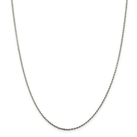 Sterling Silver 24in Rhodium Plated 1.5mm D/C Rope Necklace Chain