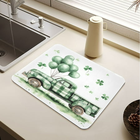 St Patricks A Truck with Balloons and Clover Leaves on The Roof Drying Mat Diatomaceous Earth Super Absorbent Slip Rubber Sole Heat Resistant 230 Degrees Fahrenheit 23.6×19.7in
St Patricks A Truck with Balloons and Clover Leaves on The Roof Drying Mat Diatomaceous Earth Super Absorbent Slip Rubber Sole Heat Resistant 230 Degrees Fahrenheit 23.6×19.7in