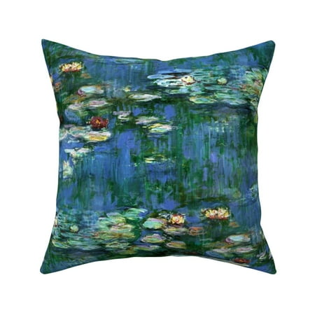 Impressionist Water Lilies Throw Pillow Cover w Optional Insert by Roostery