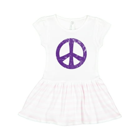Inktastic Peace Sign Purple Distressed Retro Gift Toddler Girl Dress