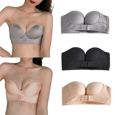 Seamless Strapless Convertible Pushup Padded Bra for Women Adjustable Padded Bra Gather Strapless Bra Super Push Up Invisible Bra Gray 75B
Seamless Strapless Convertible Pushup Padded Bra for Women Adjustable Padded Bra Gather Strapless Bra Super Push Up Invisible Bra Gray 75B