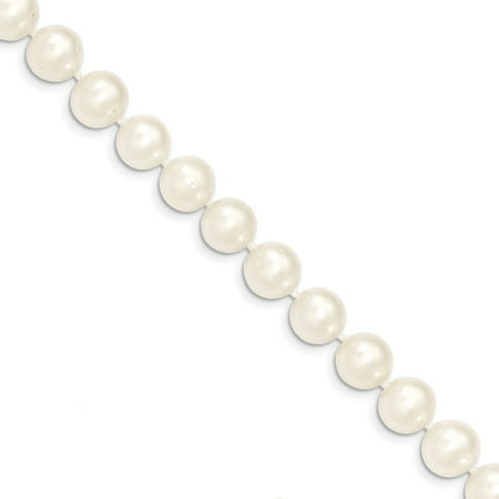 14k Yellow Gold 18in 9-10mm White Near Round Freshwater Cultured Pearl Necklace