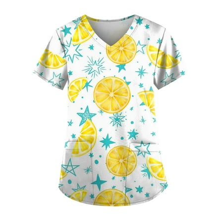 TKing Fashion Women Plus Size Scrubs Top V-Neck Short Sleeve Printed Pockets Work Blouse for Women Yellow S
TKing Fashion Women Plus Size Scrubs Top V-Neck Short Sleeve Printed Pockets Work Blouse for Women Yellow S