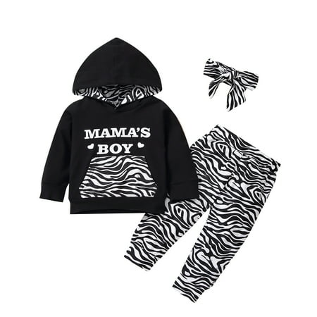 Binpure Baby Boy’s Letter Hooded Top Zebra Pattern Long Pants and Headband 
Binpure Baby Boy’s Letter Hooded Top Zebra Pattern Long Pants and Headband