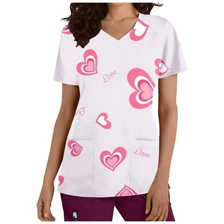 JWZUY Scrub Tops Women Scrubs Nurse Working Uniforms Heart Print V Neck Short Sleeve Shirts with Pockets Summer Nursing Blouses Pullover T-Shirts Tshirts Tee Shirt (Pink S)
JWZUY Scrub Tops Women Scrubs Nurse Working Uniforms Heart Print V Neck Short Sleeve Shirts with Pockets Summer Nursing Blouses Pullover T-Shirts Tshirts Tee Shirt (Pink S)