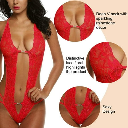 Knosfe Deep V Babydoll Lingerie for Women Sleepwear Lace-up Lace Bodysuit Sexy Teddy
Knosfe Deep V Babydoll Lingerie for Women Sleepwear Lace-up Lace Bodysuit Sexy Teddy