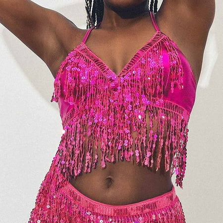 Cathalem Band Top Women s Belly Dance Sequin Bra Tassel Clothing Halter Tops 4xl Womens Tops Vest Hot Pink A
Cathalem Band Top Women s Belly Dance Sequin Bra Tassel Clothing Halter Tops 4xl Womens Tops Vest Hot Pink A