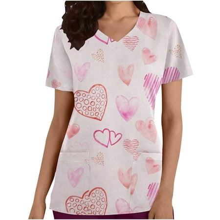 Summer Savings Clearance 2023! pbnbp Nurse Working Uniform for Women Valentine s Day Casual Heart Print V Neck T-Shirts Short Sleeve Shirts with Pockets
Summer Savings Clearance 2023! pbnbp Nurse Working Uniform for Women Valentine s Day Casual Heart Print V Neck T-Shirts Short Sleeve Shirts with Pockets