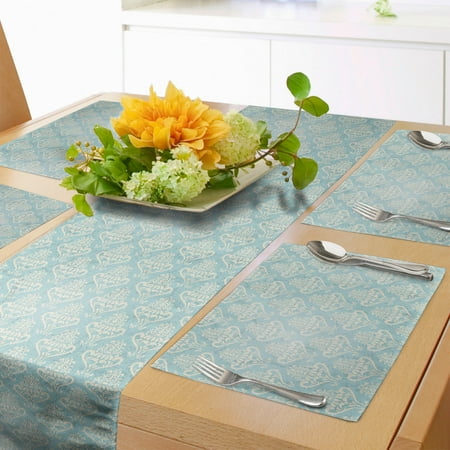 Turquoise Table Runner & Placemats Vintage Medieval Grunge Floral Illustration Abstract Classic Pattern Set for Dining Table Decor Placemat 4 pcs + Runner 12 x72 Bluegrey Cream by Ambesonne
Turquoise Table Runner & Placemats Vintage Medieval Grunge Floral Illustration Abstract Classic Pattern Set for Dining Table Decor Placemat 4 pcs + Runner 12 x72 Bluegrey Cream by Ambesonne