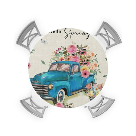 Round Tablecloth with Elastic Hello Spring Trucks Loaded with Beautiful Flowers Waterproof Stain-proof Table Cover Wipeable Fitted Table Cloths for 45 -54 Round Tables Dining Kitchen
Round Tablecloth with Elastic Hello Spring Trucks Loaded with Beautiful Flowers Waterproof Stain-proof Table Cover Wipeable Fitted Table Cloths for 45 -54 Round Tables Dining Kitchen