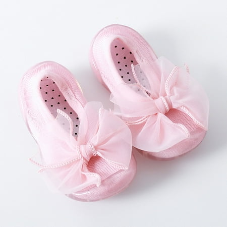 Toyella Toddler Baby Girl Boy Shoes for First Walker Pink big bow 13.5cm