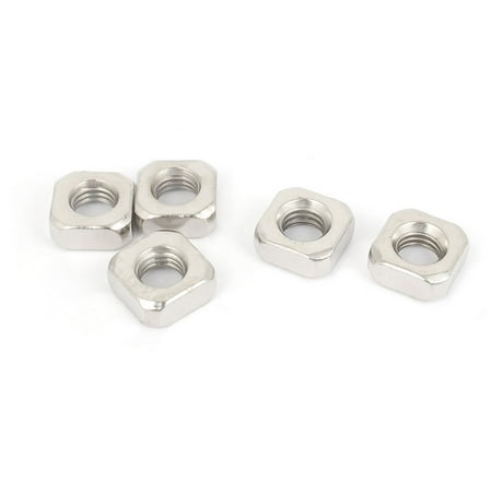 Unique Bargains M8 x 14mm x 6mm Metal Square Nuts Silver Tone 5pcs