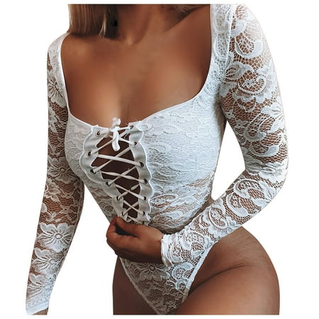 Lingerie for Women Sheer V-Neck Lace Bodysuit Top One Piece Babydoll Chemise Sexy Bodysuit for Women for Valentines Day
Lingerie for Women Sheer V-Neck Lace Bodysuit Top One Piece Babydoll Chemise Sexy Bodysuit for Women for Valentines Day
